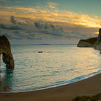 Buy canvas prints of Sunrise at Durdle dor by martin pulling