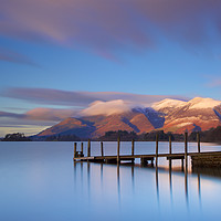 Buy canvas prints of Ashiness Jetty and clouds on the mountains  by martin pulling