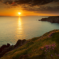 Buy canvas prints of Pembrokeshire sunset by martin pulling