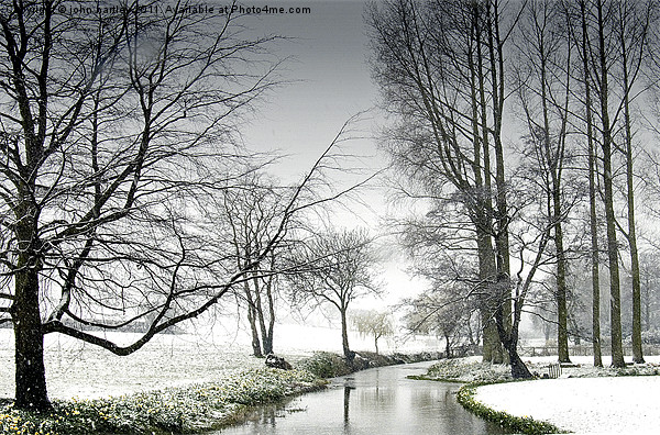Snowfall at the River Wensum Bintree Norfolk Framed Mounted Print by john hartley