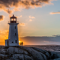 Buy canvas prints of Peggys Point lighthouse sunset by Roxane Bay