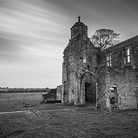 Buy canvas prints of Baconsthorpe Castle in black and white by Mark Hawkes