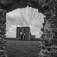 Buy canvas prints of Baconsthorpe Castle Ruins in Mono by Mark Hawkes