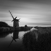 Buy canvas prints of Brograve Windmill Mono by Mark Hawkes
