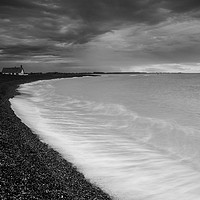 Buy canvas prints of Shingle Street in Suffolk Black and White. by Mark Hawkes