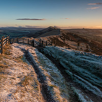 Buy canvas prints of Mam Tor sunrise in the frost by Mark Hawkes