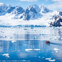 Buy canvas prints of Zodiac going out to explore Antarctica by Sebastien Greber