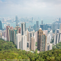 Buy canvas prints of A Misty Hong Kong from Victoria Peak. by Sebastien Greber