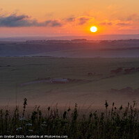 Buy canvas prints of Sunset over the South Downs from Beachy head by Sebastien Greber