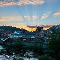 Buy canvas prints of Clouds shadows at sunset in Llangollen by Sebastien Greber