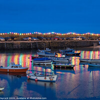 Buy canvas prints of Mousehole Harbour at night by Simon Maycock