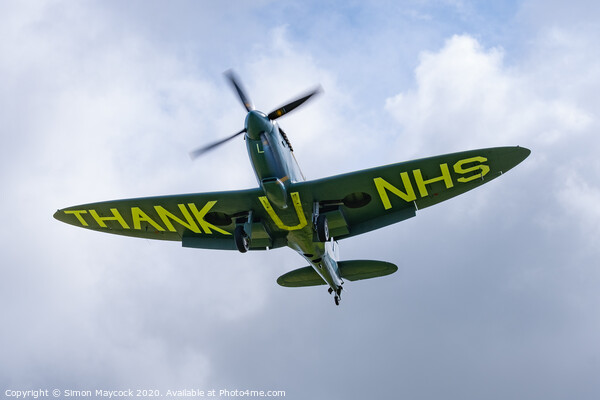 NHS Spitfire in Cornwall Picture Board by Simon Maycock