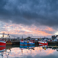 Buy canvas prints of Stormy Padstow Harbour sunrise by Simon Maycock