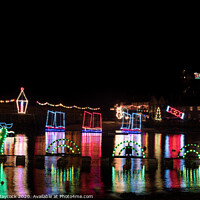 Buy canvas prints of Mousehole Xmas Lights by Simon Maycock