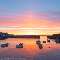 Buy canvas prints of Mousehole sunrise looking out to sea by Simon Maycock