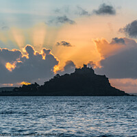 Buy canvas prints of St Michaels Mount sunrays by Simon Maycock