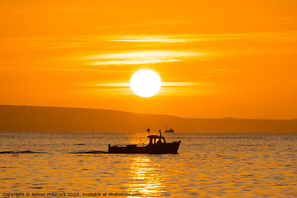 Mousheole Fishing boat sunrise Picture Board by Simon Maycock