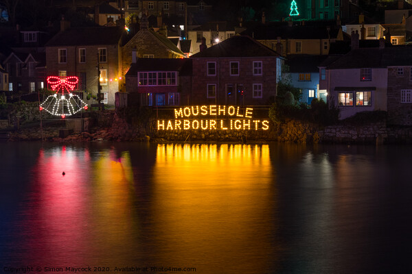 Mousehole harbour lights 161219 Picture Board by Simon Maycock