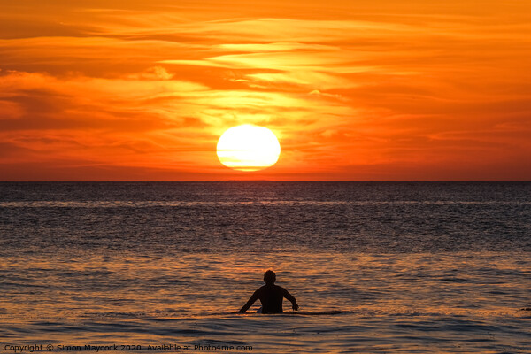 Sunset Surfer Picture Board by Simon Maycock