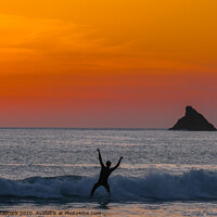 Buy canvas prints of Sunset surfer #3 by Simon Maycock