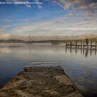 Buy canvas prints of Thoughts By The Jetty at Ambleside by Mark Dobson