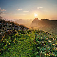 Buy canvas prints of Misty Morning at Hadrians Wall by Ian Flanagan