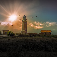 Buy canvas prints of Enigmatic Lighthouse at Paphos by David Owen