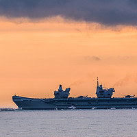 Buy canvas prints of HMS Queen Elizabeth passing Solent Forts by Alf Damp