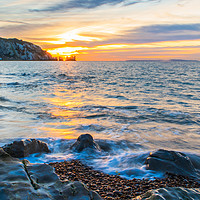 Buy canvas prints of Alum Bay sunset by Alf Damp