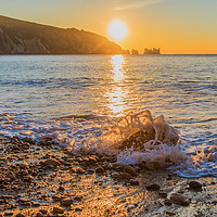Buy canvas prints of Winter sun setting at Alum Bay by Alf Damp