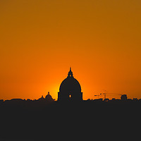 Buy canvas prints of St Peters Basilica, Rome, Italy at Sunset.  by Marcus Revill