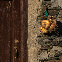 Buy canvas prints of Island Life - Hanging the Onions out to dry by David O'Brien