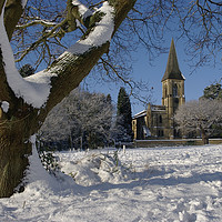 Buy canvas prints of St Peter's Church, Southborough,Kent in snow by Alan Barnes