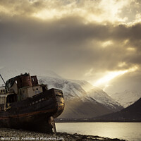 Buy canvas prints of Stranded Trawler. Ben Nevis, Scotland by Graham Binns