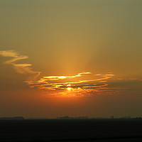 Buy canvas prints of Sundown over the Lincolnshire Fens by Mel Coward
