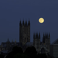 Buy canvas prints of Strawberry Moon over Canterbury Cathedral by Kentish Dweller