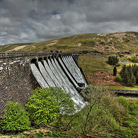 Buy canvas prints of Claerwen Dam in May overflow by Sorcha Lewis