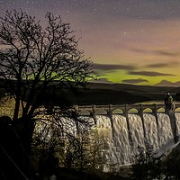 Buy canvas prints of Aurora over Craig Goch Dam, Elan Valley by Sorcha Lewis