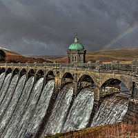 Buy canvas prints of Rainbows over Craig Goch Dam, Elan Valley by Sorcha Lewis