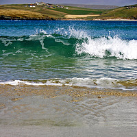 Buy canvas prints of Spiggie beach, Shetland Wave Split by Josephine Gornall