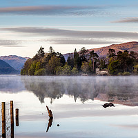 Buy canvas prints of Derwent Water at dawn by John Hall