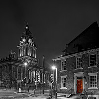 Buy canvas prints of Leeds Town Hall at Night by John Hall