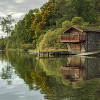 Buy canvas prints of Pooley Bridge Boat House on Ullwater by John Hall