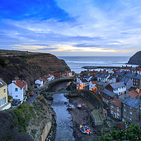 Buy canvas prints of Staithes at Dawn by John Hall