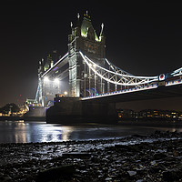 Buy canvas prints of Tower Bridge, London at night by John Hall