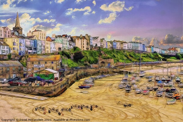  Art approach to Tenby Beach Picture Board by David Mccandlish