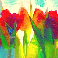 Buy canvas prints of Vibrant Tulips A Digital Floral Masterpiece by David Mccandlish