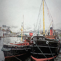 Buy canvas prints of   Puffer and Tug at Crinan Canal                   by David Mccandlish