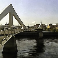 Buy canvas prints of Tradeston Bridge Glasgow by David Mccandlish