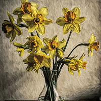 Buy canvas prints of Daffodils in Glass Vase by David Mccandlish